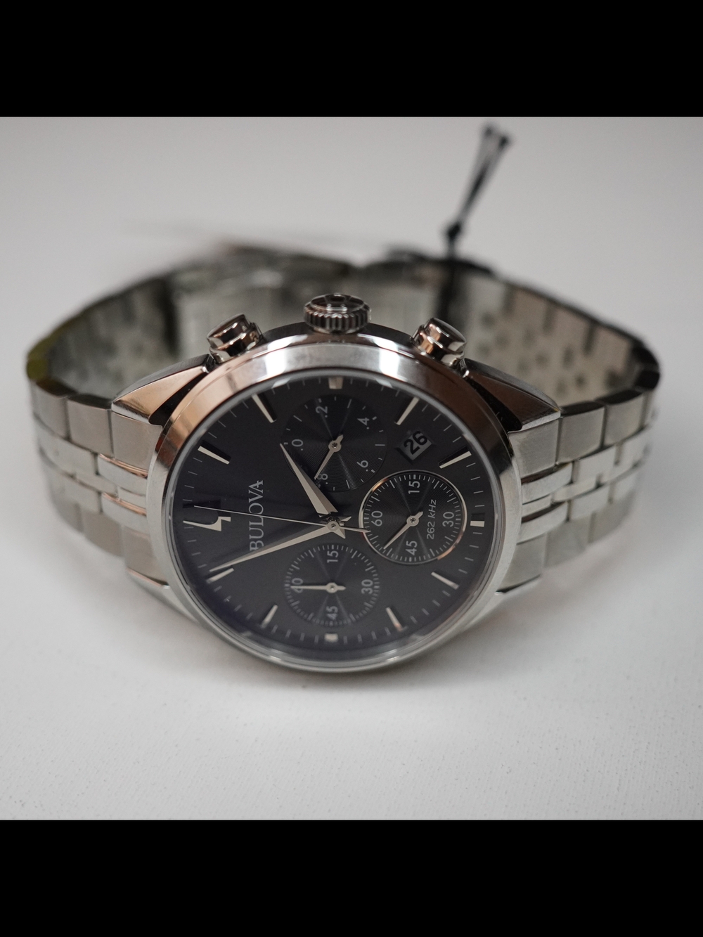 Bulova Men's Watch High Precision Chronograph Grey Dial Silver Bracelet 96B372 - Picture 5 of 8